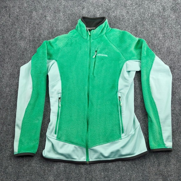 Patagonia Jacket Womens Medium Green R2 Polartec Thermal Pro Fleece Full Zip - Picture 1 of 12